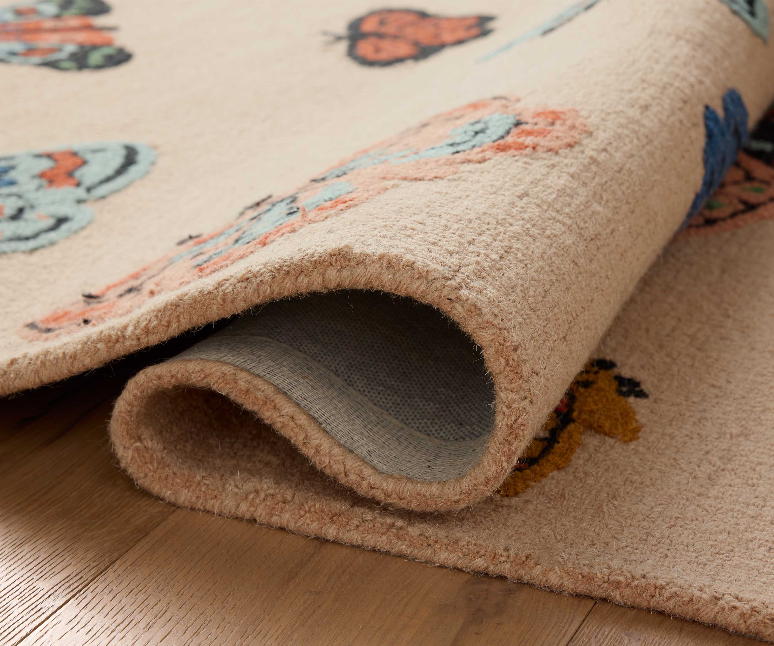Highgrove Butterfly House Wool Hooked Rug - Blush